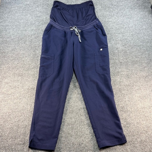 Figs Pants - FIGS Yola Maternity Cargo Scrub Pants Navy Blue Technical Collection Size M